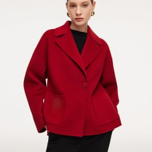 CAN2128 Cashmere Wool Blend Double-Faced Women Coat