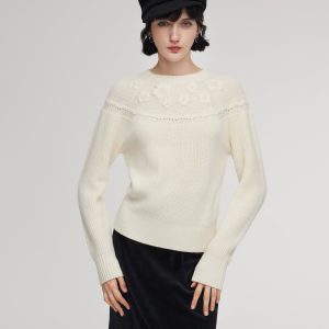 CAN2148 Wool Blend Embroidered Women Sweater