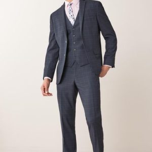 CAN425 Navy Blue Tailored Check Suit