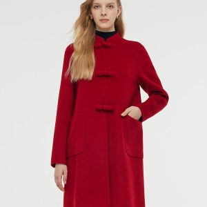 CAN2139 Tencel Wool Cheongsam Button Women Coat