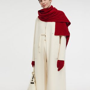 CAN2135 Wool Cashmere V-Neck Women Overcoat
