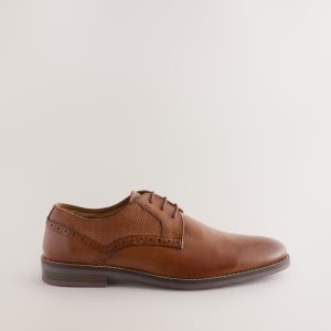 CAN548 Tan Brown Embossed Derby Shoes