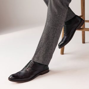 CAN547 Brown Leather Wing Cap Brogue Shoes