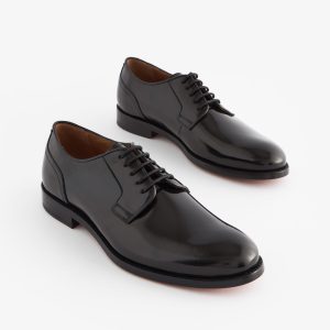 CAN552 Black Wide Fit Signature Leather Sole Derby Shoes