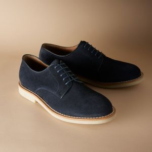CAN558 Navy Blue Signature Italian Suede Derby Shoes