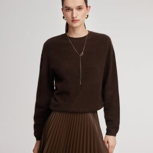 CAN2154 100% Brushed Wool Crew Neck Women Sweater