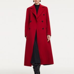 CAN2137 Cashmere Wool Blend Notched Collar Double-Faced Women Overcoat