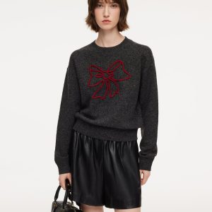CAN2146 Bowknot Round Neck Women Sweater