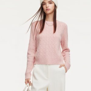 CAN2147 100% Wool Cable Knit Women Sweater