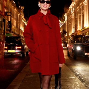CAN2131 Tencel Wool Blend Double-Faced Women Coat With Detachable Collar